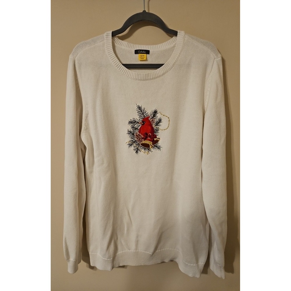 Cabela's Christmas Sweater XL Cardinal Bird Cotton Grandpa Gorpcore Outdoor Fun